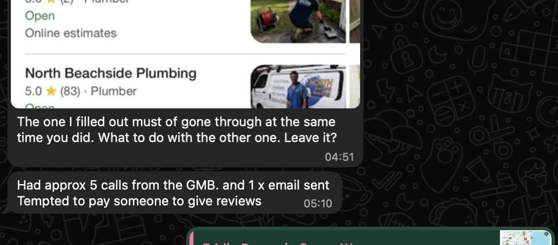 Compact original crop of Eddie's WhatsApp lead update